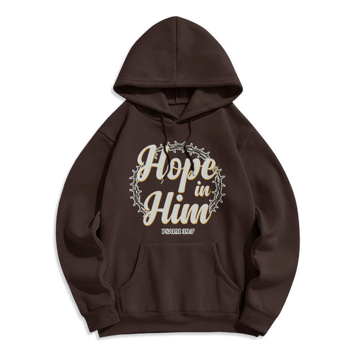 Christianartworkshop Felpa con cappuccio in poliestere foderata in pile Crown of Thorns Hope in Him - Marrone - 2XL - image 0