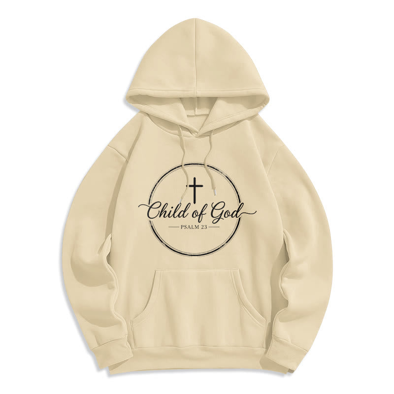 Christianartworkshop Felpa con cappuccio in poliestere foderata in pile Salmo 23 di Child of God - Beige - 2XL - image 0