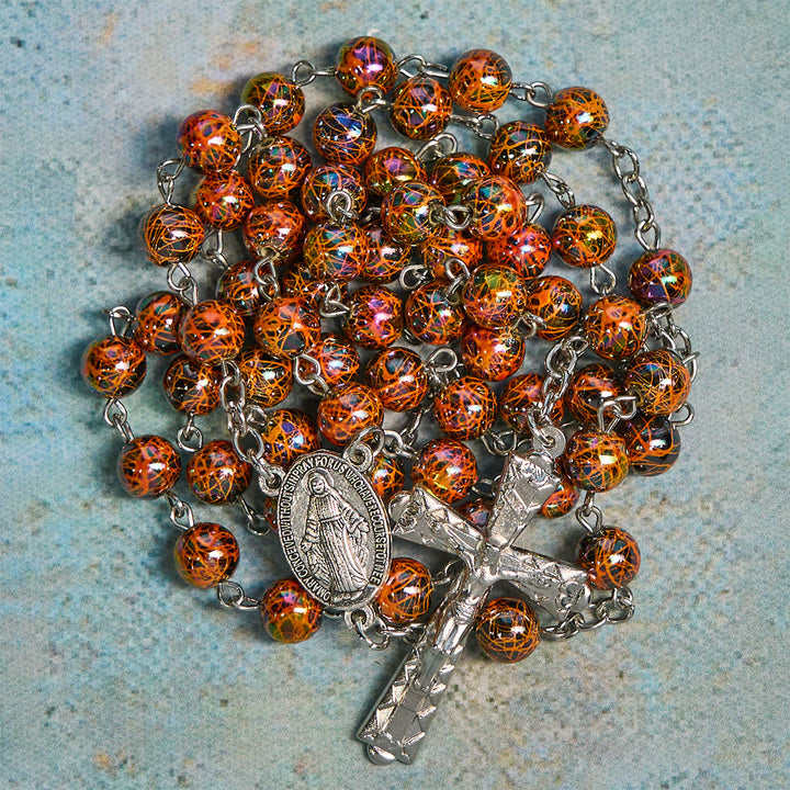 Rosario della fede in acrilico iridescente di Christianartworkshop: conforto luminoso con simbolismo sacro - La Madonna e il Crocifisso - image 0