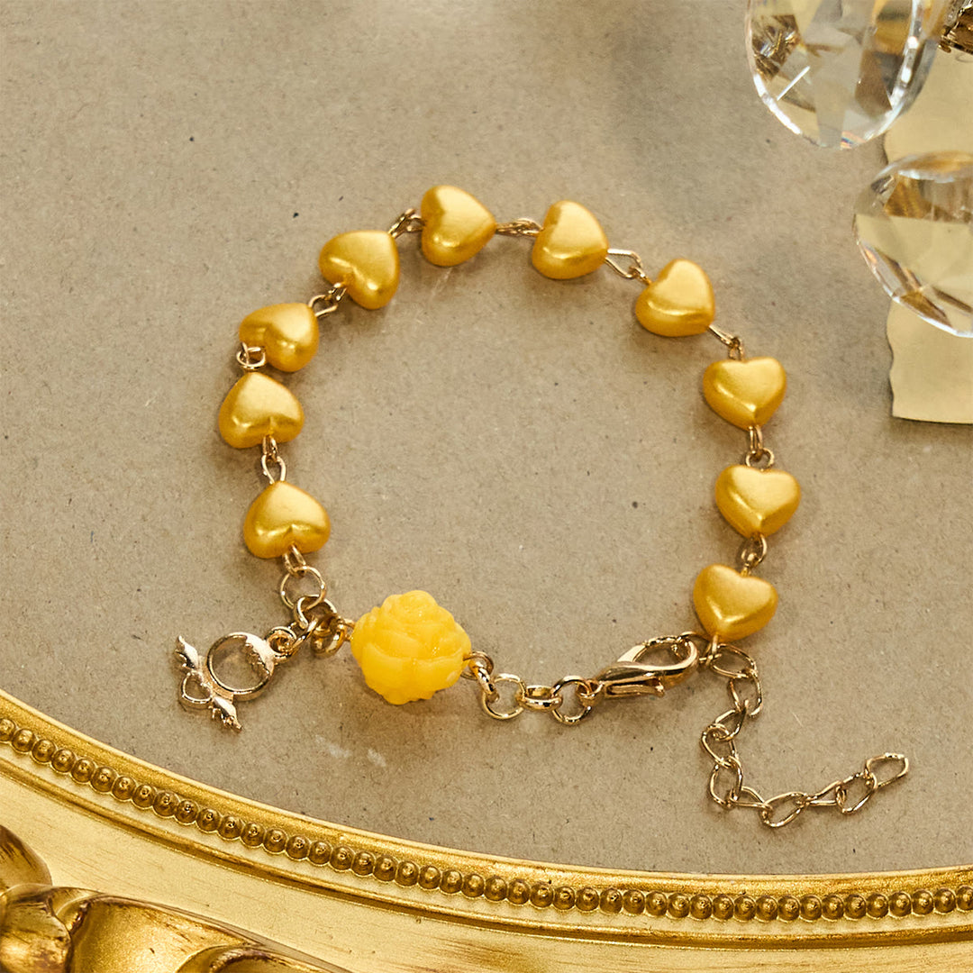 Set di rosario e bracciale con perline a cuore giallo Christianartworkshop: tenero compagno della grazia quotidiana - image 8
