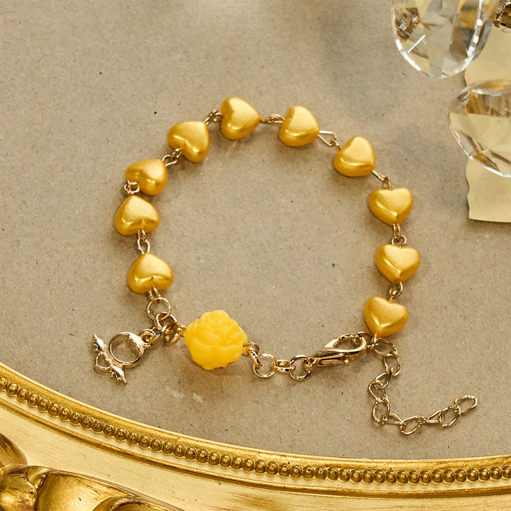 Set di rosario e bracciale con perline a cuore giallo Christianartworkshop: tenero compagno della grazia quotidiana - image 8
