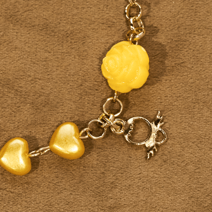 Set di rosario e bracciale con perline a cuore giallo Christianartworkshop: tenero compagno della grazia quotidiana - image 9
