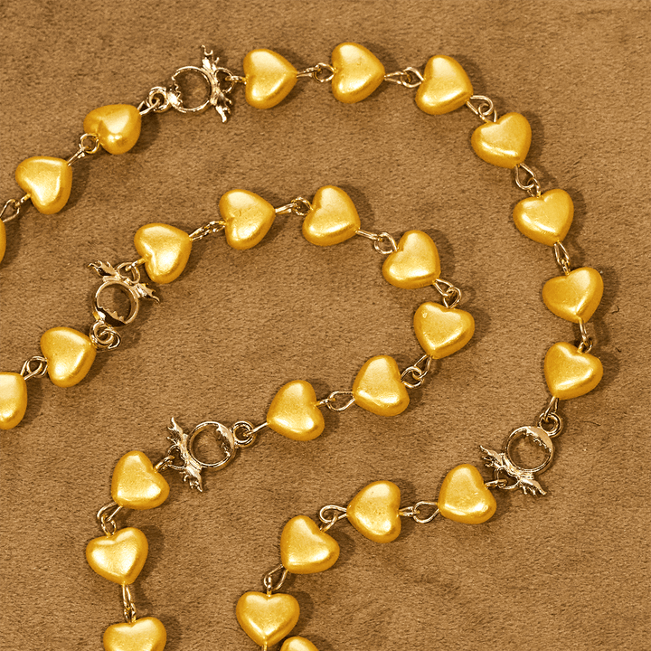 Set di rosario e bracciale con perline a cuore giallo Christianartworkshop: tenero compagno della grazia quotidiana - image 5