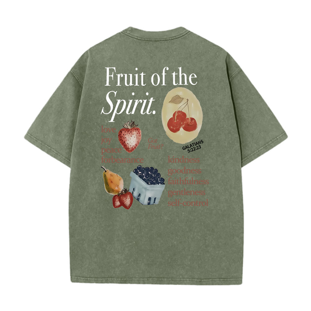 Christianartworkshop Maglietta unisex lavata double face Fruit Of The Spirit - Verde militare - 5XL - image 0