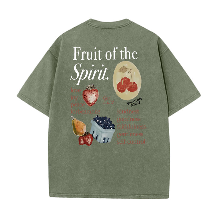 Christianartworkshop Maglietta unisex lavata double face Fruit Of The Spirit - Verde militare - 5XL - image 0