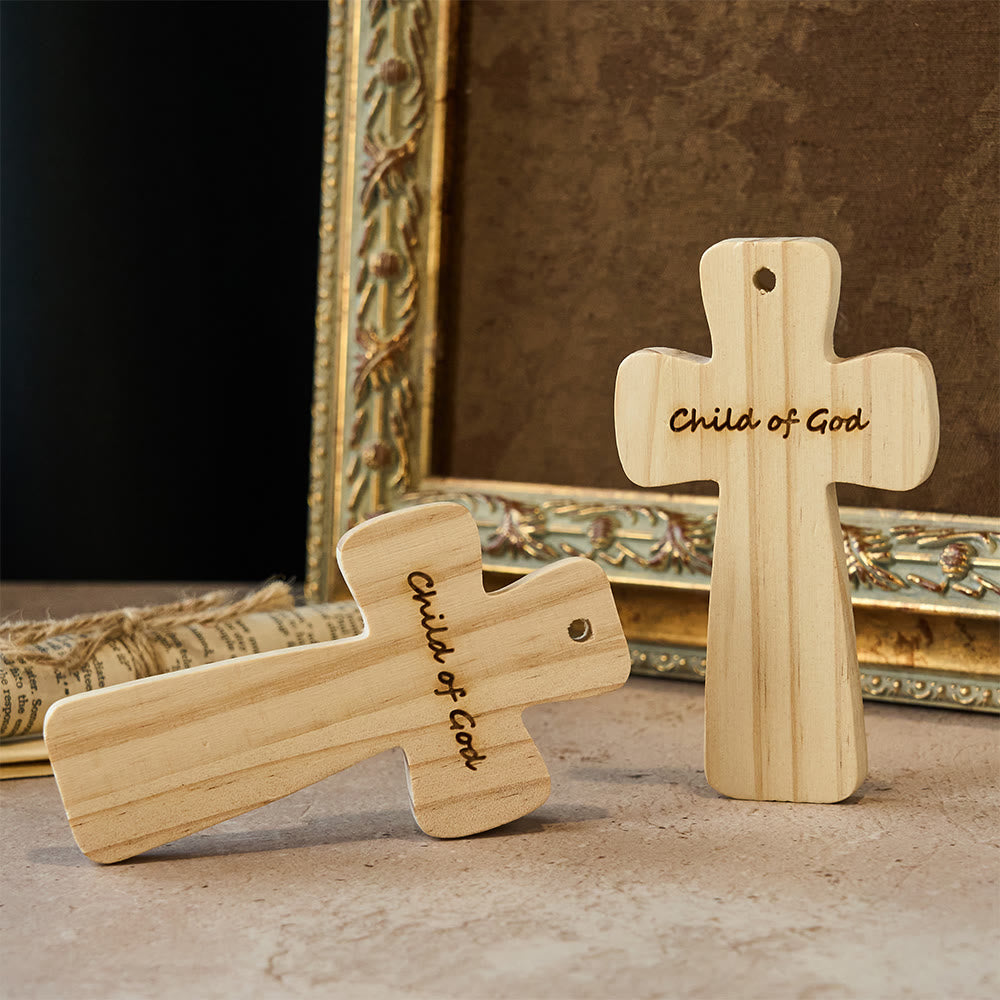 Christianartworkshop Decorazione a croce in legno con incisione del Figlio di Dio: dolce appartenenza per gli spazi domestici - 2 pezzi/set - image 0