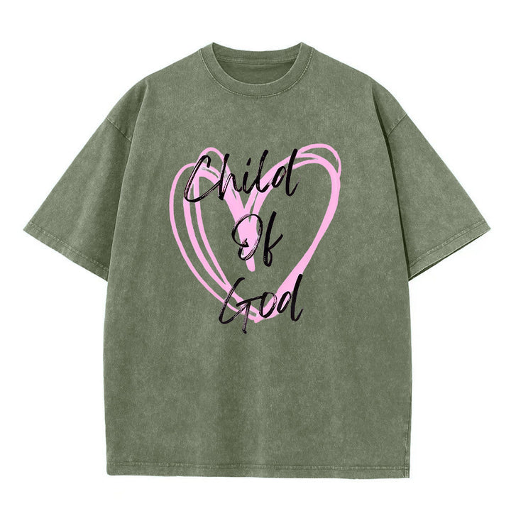 Christianartworkshop Maglietta unisex lavata con scritta "Figlio di Dio romantico con cuore sacro" - Verde militare - 5XL - image 2