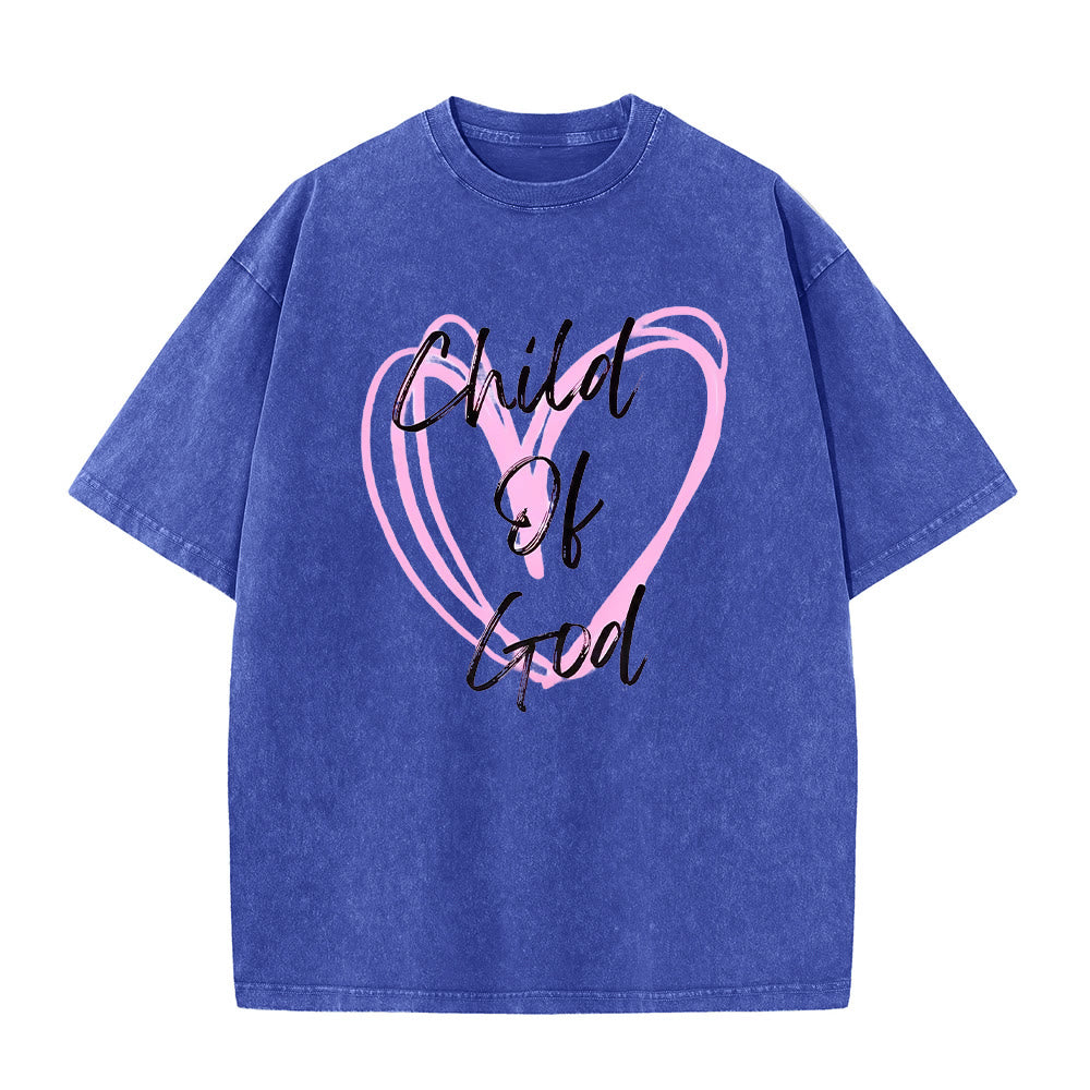 Christianartworkshop Maglietta unisex lavata con scritta "Figlio di Dio romantico con cuore sacro" - Blu - 5XL - image 5