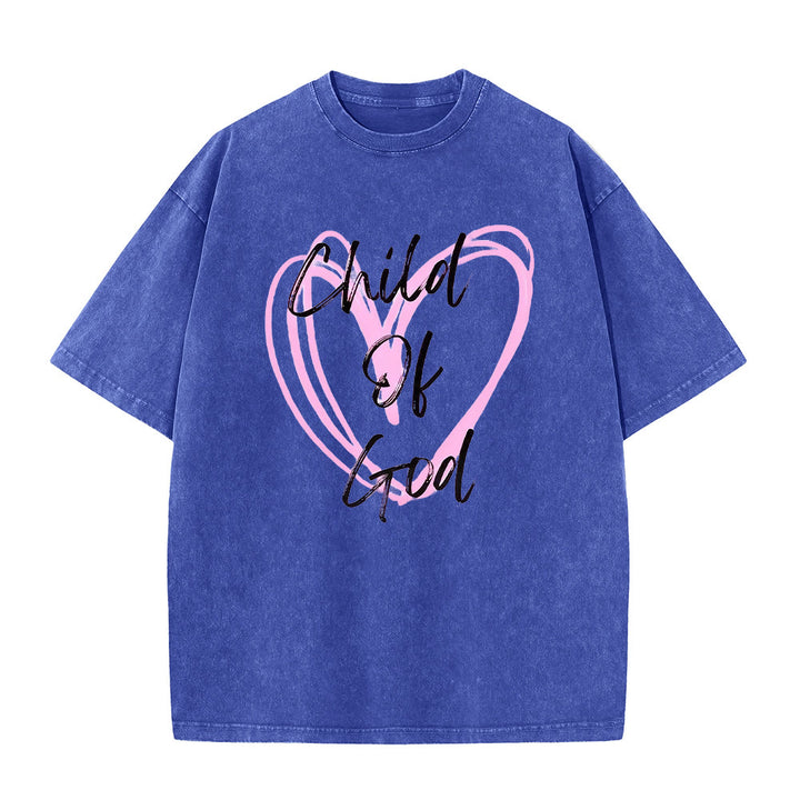 Christianartworkshop Maglietta unisex lavata con scritta "Figlio di Dio romantico con cuore sacro" - Blu - 5XL - image 5