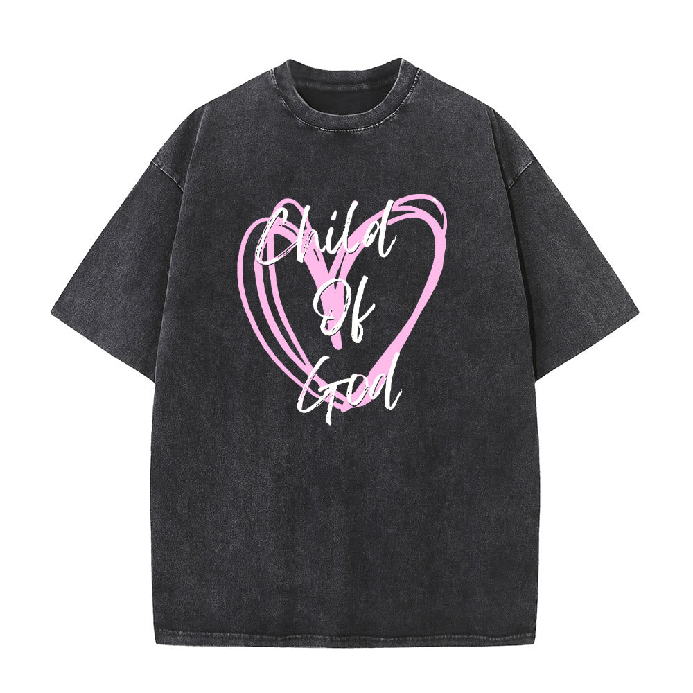 Christianartworkshop Maglietta unisex lavata con scritta "Figlio di Dio romantico con cuore sacro" - Nero - 5XL - image 0