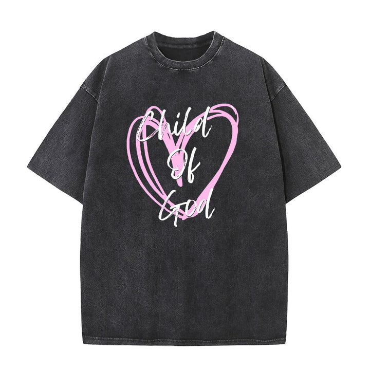 Christianartworkshop Maglietta unisex lavata con scritta "Figlio di Dio romantico con cuore sacro" - Nero - 5XL - image 0