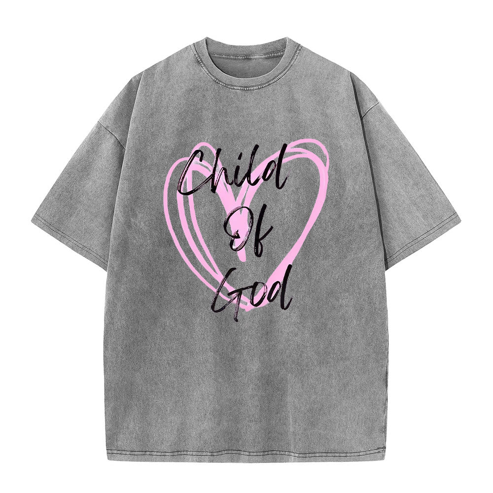 Christianartworkshop Maglietta unisex lavata con scritta "Figlio di Dio romantico con cuore sacro" - Grigio - 5XL - image 4