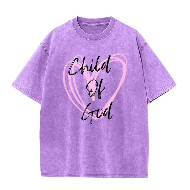 Christianartworkshop Maglietta unisex lavata con scritta "Figlio di Dio romantico con cuore sacro" - Viola - 5XL - image 6