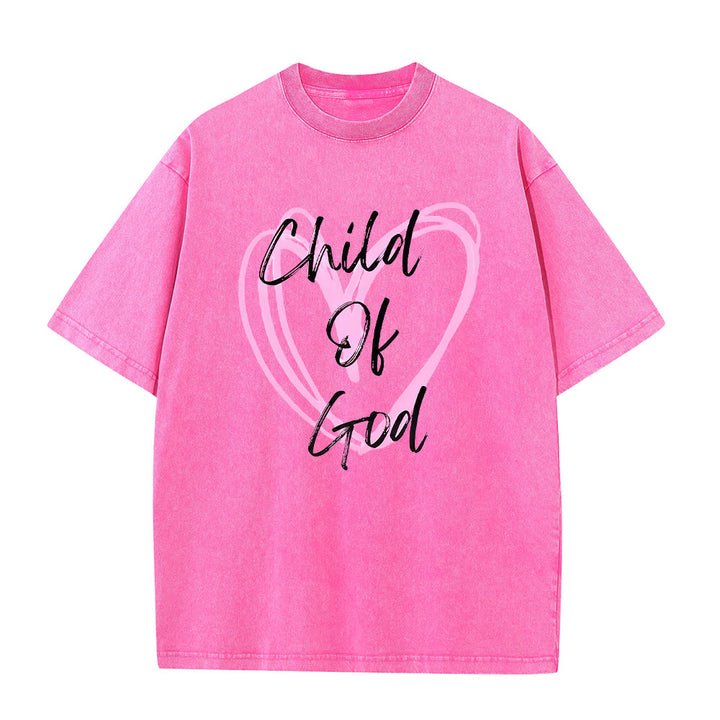 Christianartworkshop Maglietta unisex lavata con scritta "Figlio di Dio romantico con cuore sacro" - Rosa - 5XL - image 10