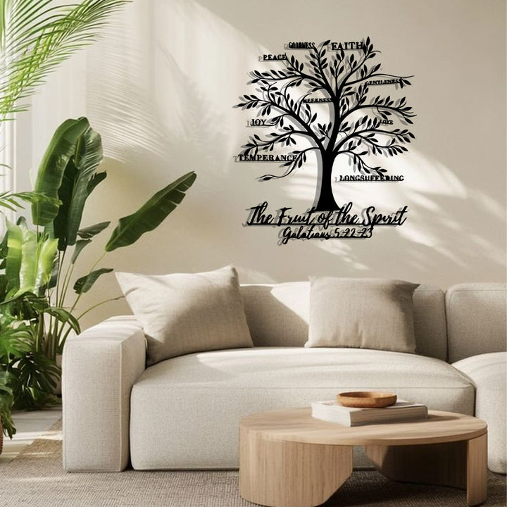 Christianartworkshop Decorazione da parete in metallo a forma di albero del frutto dello spirito: dolcezza per gli spazi domestici - image 3