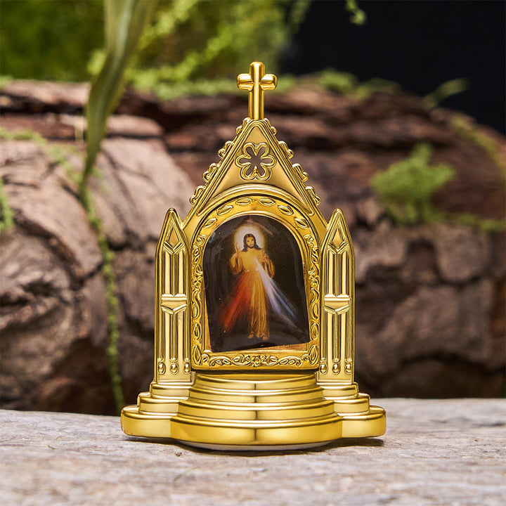 Christianartworkshop Cornice decorata con statuetta sacra, decorazione da scrivania: la sua presenza in una delicata esposizione - Gesù - image 7