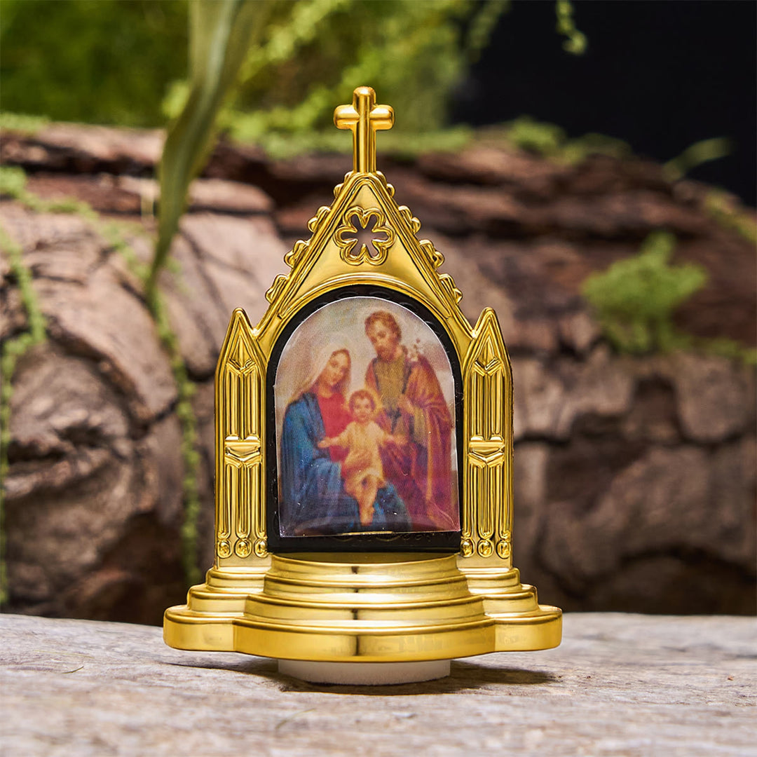 Christianartworkshop Cornice decorata con statuetta sacra, decorazione da scrivania: la sua presenza in una delicata esposizione - Sacra Famiglia - image 8