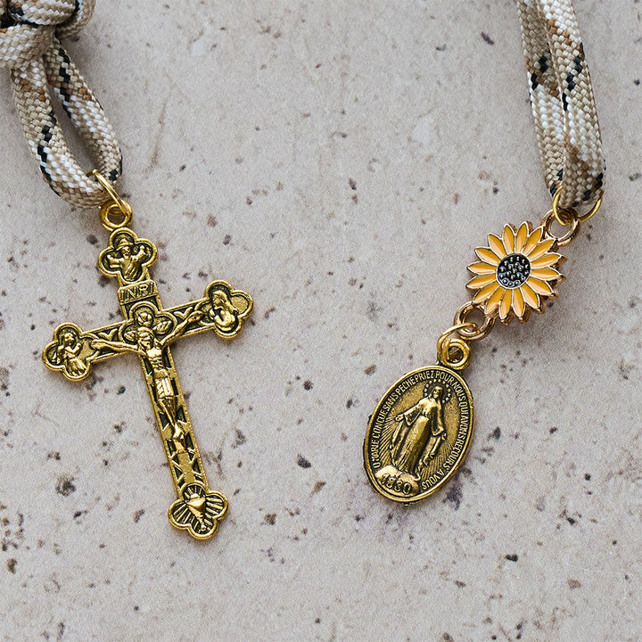 Christianartworkshop Rosario tascabile con doppia benedizione: girasole e Beata Madre per specchietto retrovisore auto o per uso personale - image 7