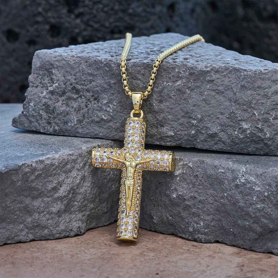 Christianartworkshop Collana con crocifisso di Gesù: dettagli scintillanti per la fede e lo stile quotidiano - D'oro - image 0