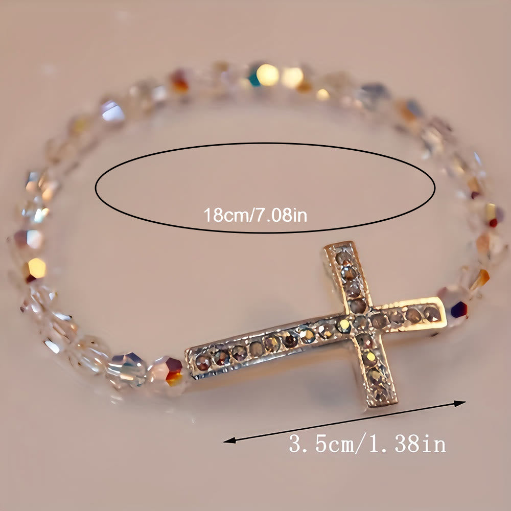 Christianartworkshop Bracciale con croce bianca e blu pavone: fede avvolta nella brillantezza - image 5