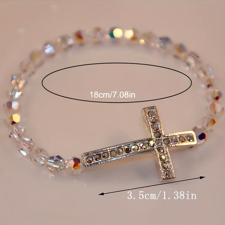 Christianartworkshop Bracciale con croce bianca e blu pavone: fede avvolta nella brillantezza - image 5