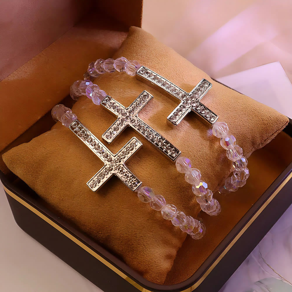 Christianartworkshop Bracciale con croce bianca e blu pavone: fede avvolta nella brillantezza - image 3