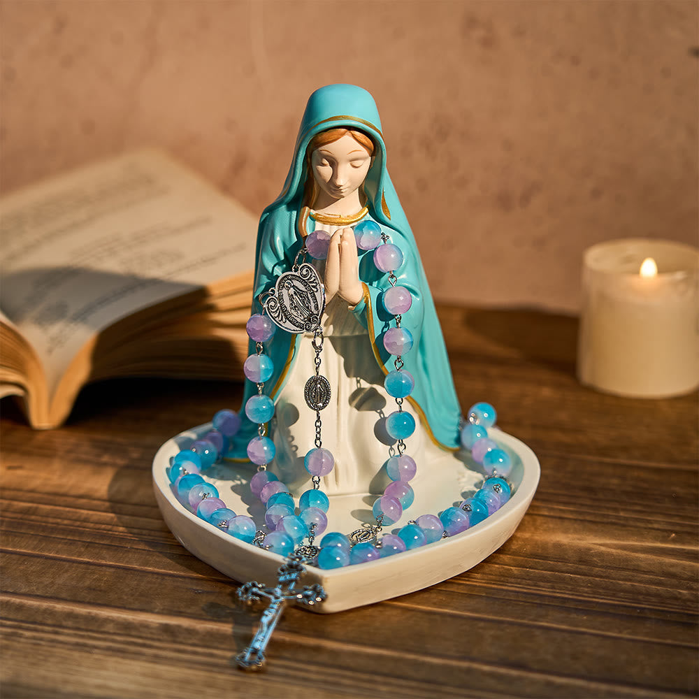 Portarosario classico in resina raffigurante la Madonna in preghiera Christianartworkshop : un emblema di devozione senza tempo - image 9