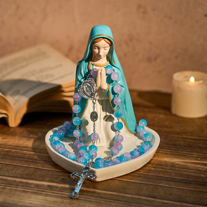 Portarosario classico in resina raffigurante la Madonna in preghiera Christianartworkshop : un emblema di devozione senza tempo - image 9