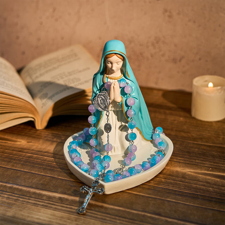 Portarosario classico in resina raffigurante la Madonna in preghiera Christianartworkshop : un emblema di devozione senza tempo - image 8