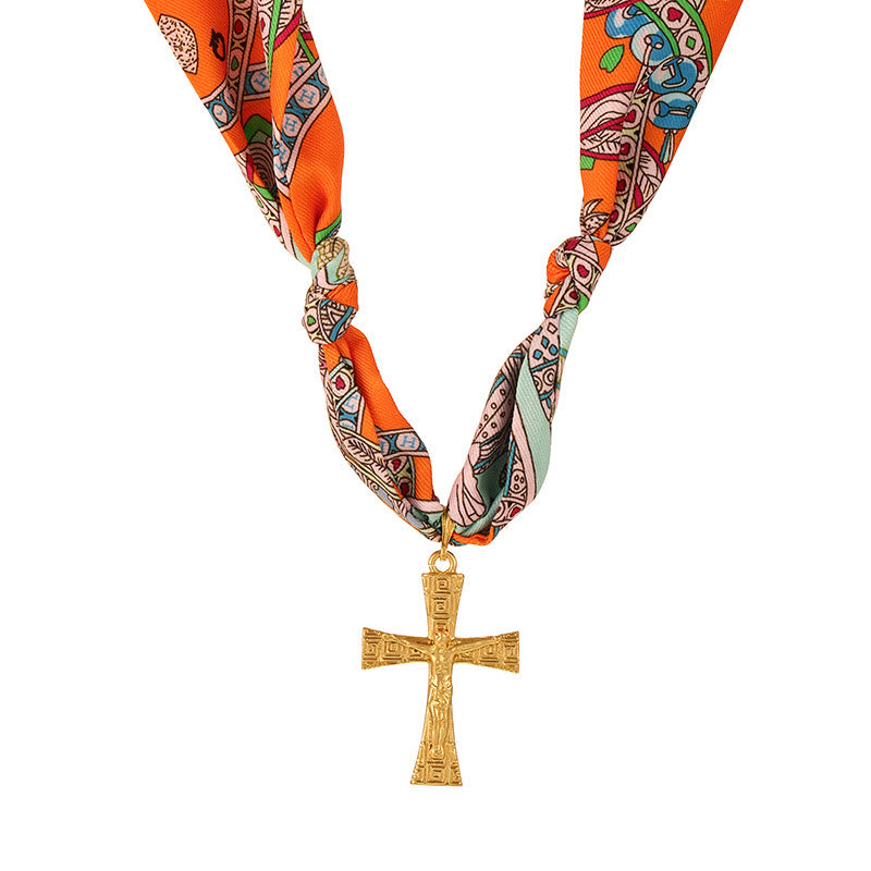 Christianartworkshop Serie di sciarpe con motivo vibrante e collana a croce: devozione aggraziata per l'uso quotidiano - image 2