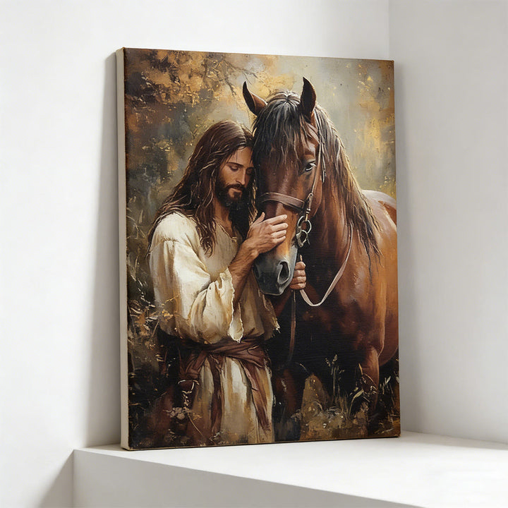 Christianartworkshop Gentle Figure & Horse Wall Art Print: Cura affettuosa per gli spazi domestici - image 2