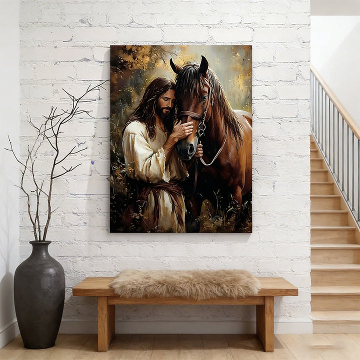 Christianartworkshop Gentle Figure & Horse Wall Art Print: Cura affettuosa per gli spazi domestici - image 3