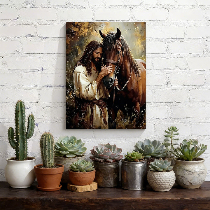 Christianartworkshop Gentle Figure & Horse Wall Art Print: Cura affettuosa per gli spazi domestici - image 4
