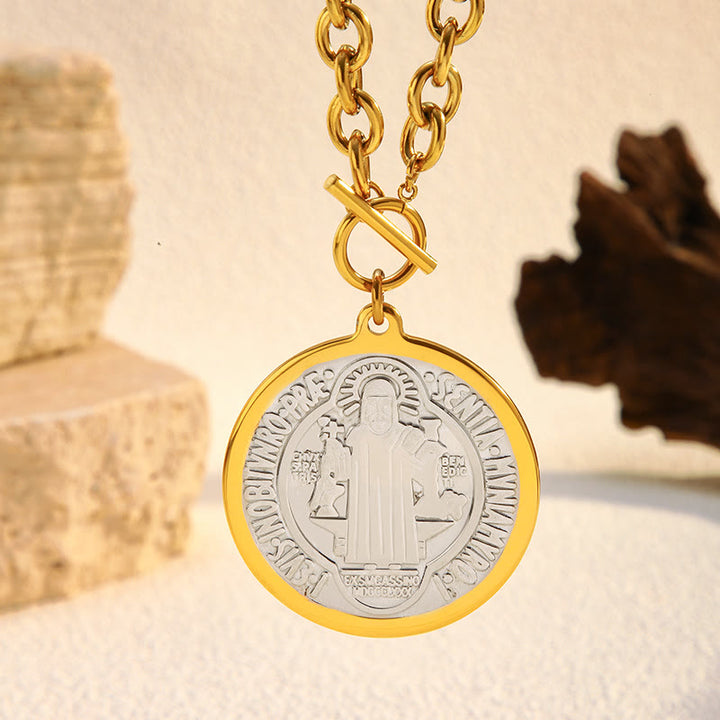 Christianartworkshop Collana con medaglia di San Benedetto in due stili: devozione costante da indossare ogni giorno - Medaglia di San Benedetto - image 3