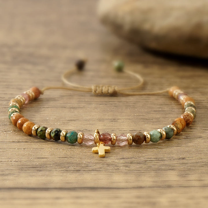 Christianartworkshop con bracciale in pietra naturale e croce, serie con biglietto biblico: tenera devozione per momenti speciali - image 3