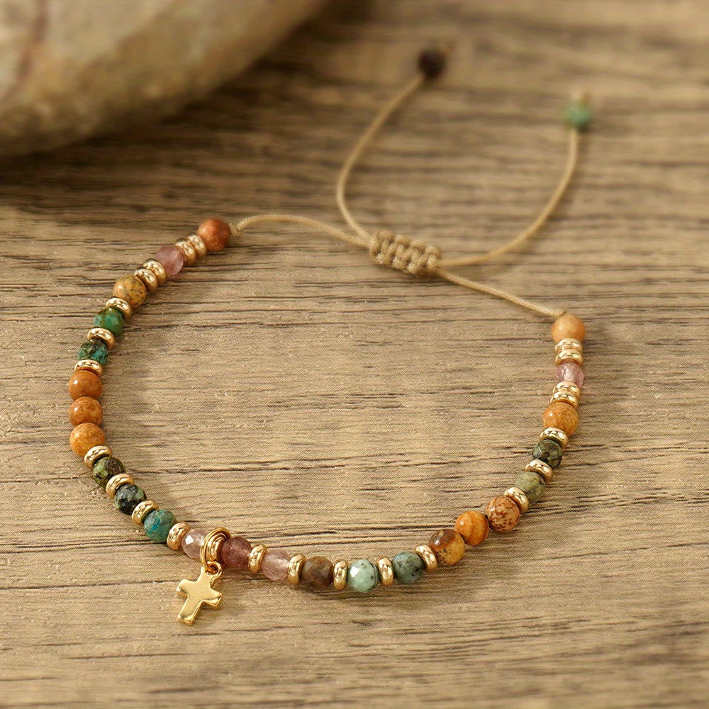 Christianartworkshop con bracciale in pietra naturale e croce, serie con biglietto biblico: tenera devozione per momenti speciali - image 4