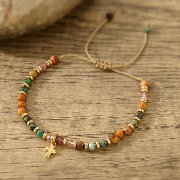 Christianartworkshop con bracciale in pietra naturale e croce, serie con biglietto biblico: tenera devozione per momenti speciali - image 4