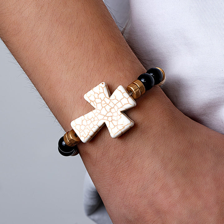 Bracciale con croce testurizzata multi-stile Christianartworkshop : devozione audace da indossare ogni giorno - image 10