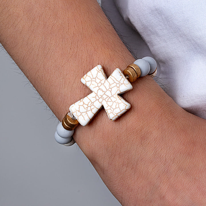 Bracciale con croce testurizzata multi-stile Christianartworkshop : devozione audace da indossare ogni giorno - image 6