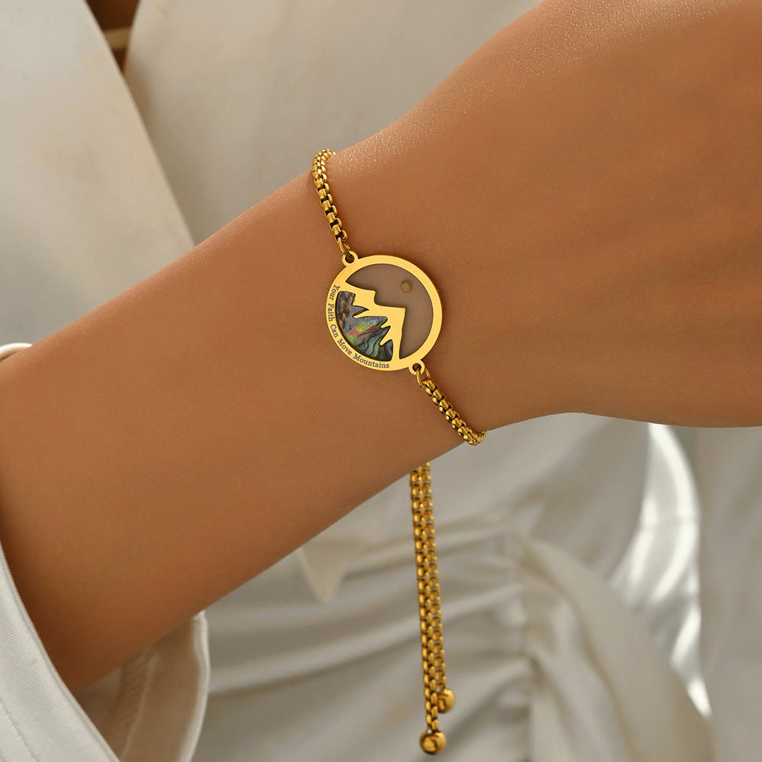 Bracciale bicolore con semi di senape e montagna Christianartworkshop : fede incrollabile da indossare ogni giorno - D'oro - image 0