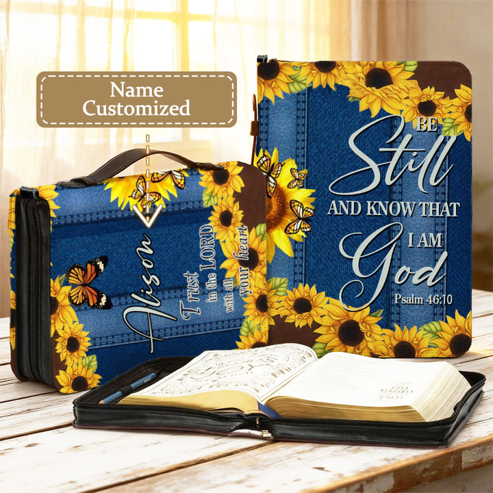 Christianartworkshop Salmo 46:10 Copertina della Bibbia Girasole: Silenzioso promemoria di fiducia e fedeltà - 2XL - Nome personalizzato - image 11