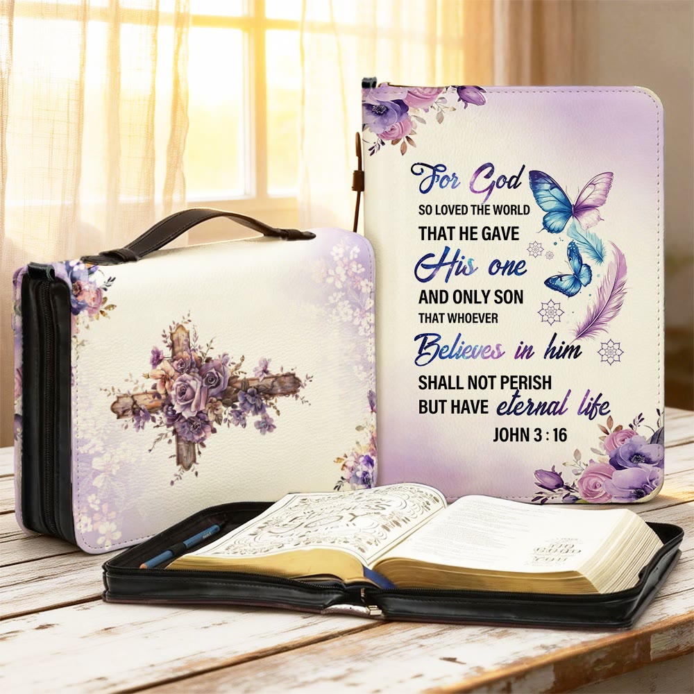 Christianartworkshop Copertina della Bibbia con Croce di Giovanni 3:16: Amore tenero per la Sua Parola - 2XL - Regolare (non personalizzato) - image 0