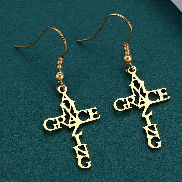 Christianartworkshop Orecchini Cross & Grace Faith: una fede delicata da indossare ogni giorno - Amazing Grace - D'oro - image 16