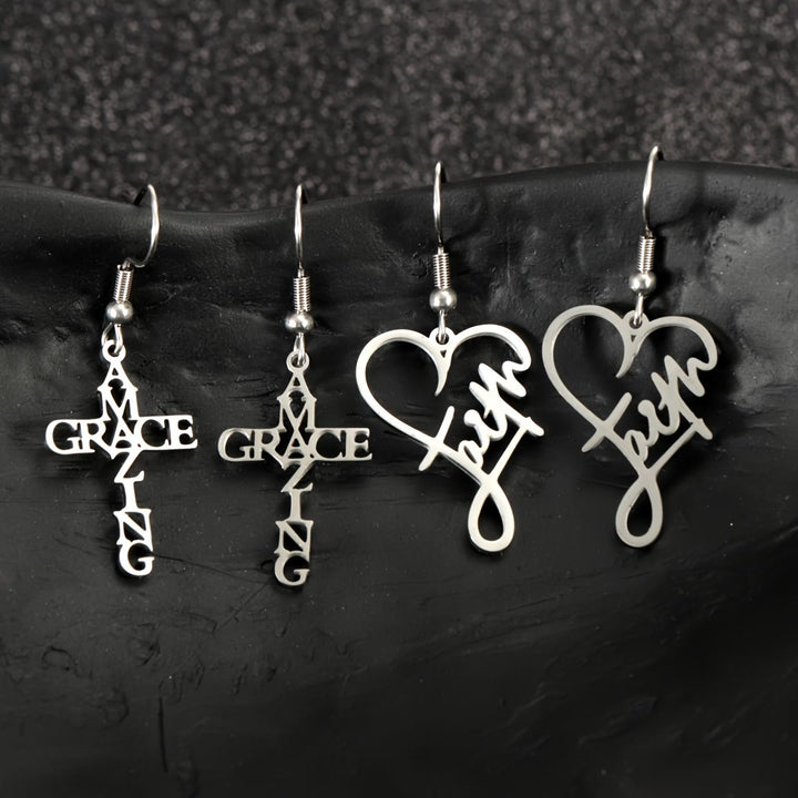 Christianartworkshop Orecchini Cross & Grace Faith: una fede delicata da indossare ogni giorno - Fede del cuore - Argento - image 0