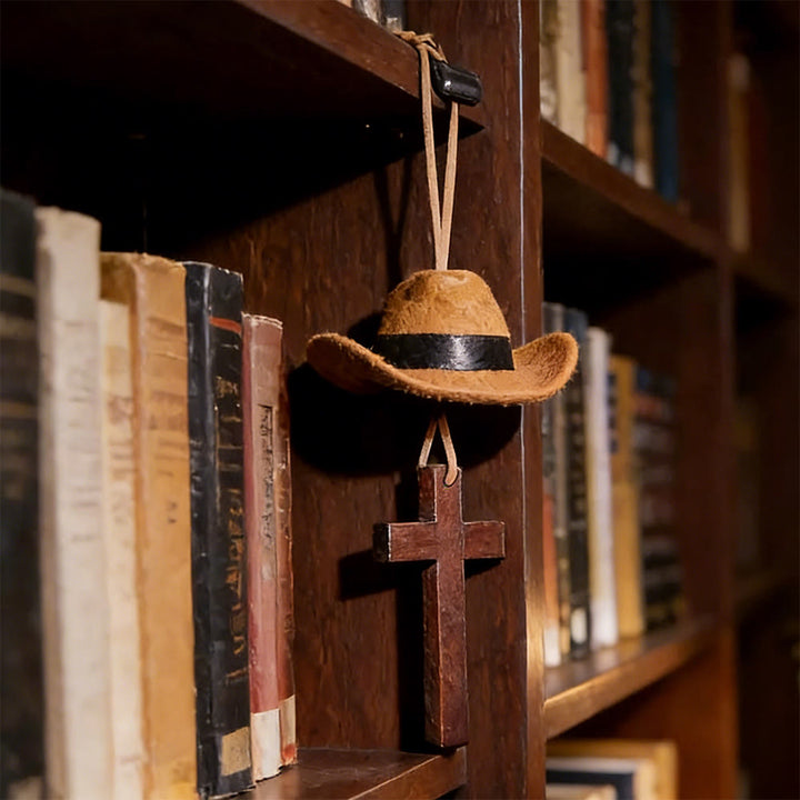 Christianartworkshop Ciondolo a forma di auto con cappello da cowboy e croce: fede incrollabile per la strada aperta - image 5