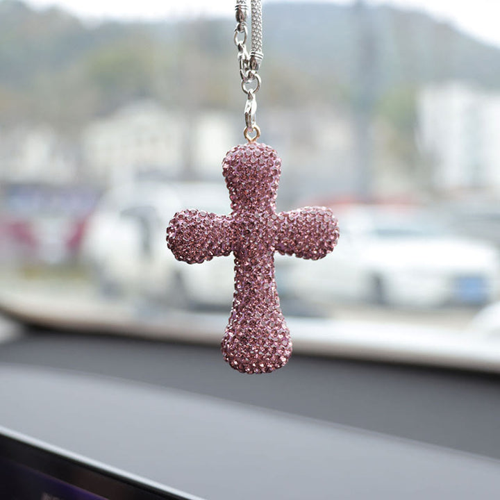 Ciondolo a croce per auto con decorazioni in cristallo Christianartworkshop : una fede radiosa per ogni viaggio. - image 6