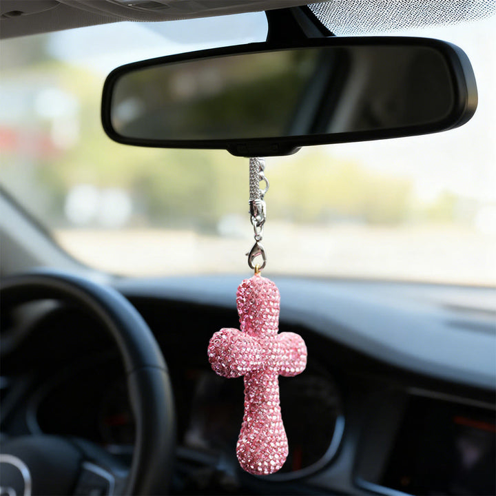 Ciondolo a croce per auto con decorazioni in cristallo Christianartworkshop : una fede radiosa per ogni viaggio. - image 5