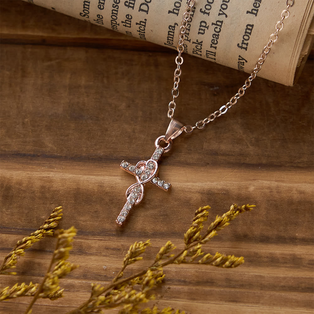 Collana con ciondolo a forma di croce a forma di cuore infinito multicolore ed elegante Christianartworkshop - Champagne - image 1