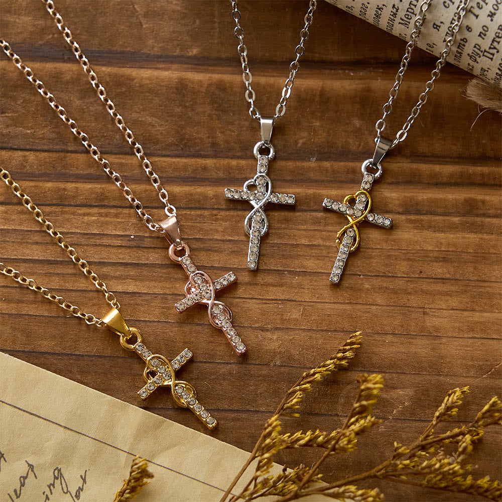 Collana con ciondolo a forma di croce a forma di cuore infinito multicolore ed elegante Christianartworkshop - image 0