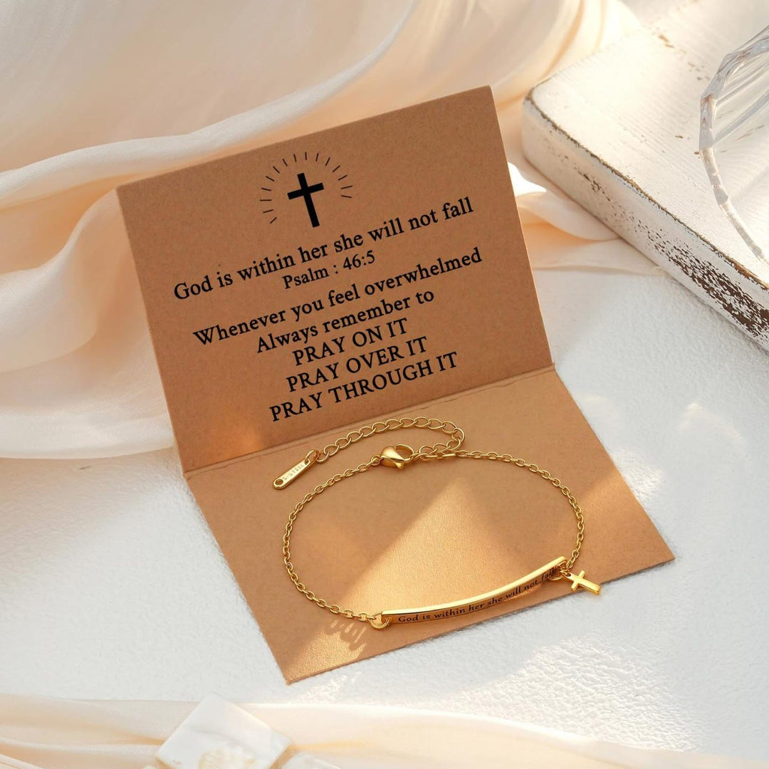 Bracciale Christianartworkshop Matteo 19:26 e Salmo tedesco 46:5: silenzioso promemoria della presenza divina - Salmo 46:5 - image 10